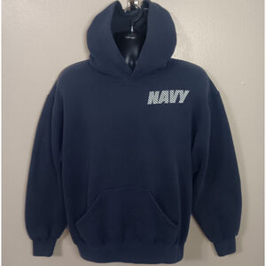 Vintage 90s US Navy Military Men's Medium Hoodie Sweatshirt Navy Blue Soffe USA